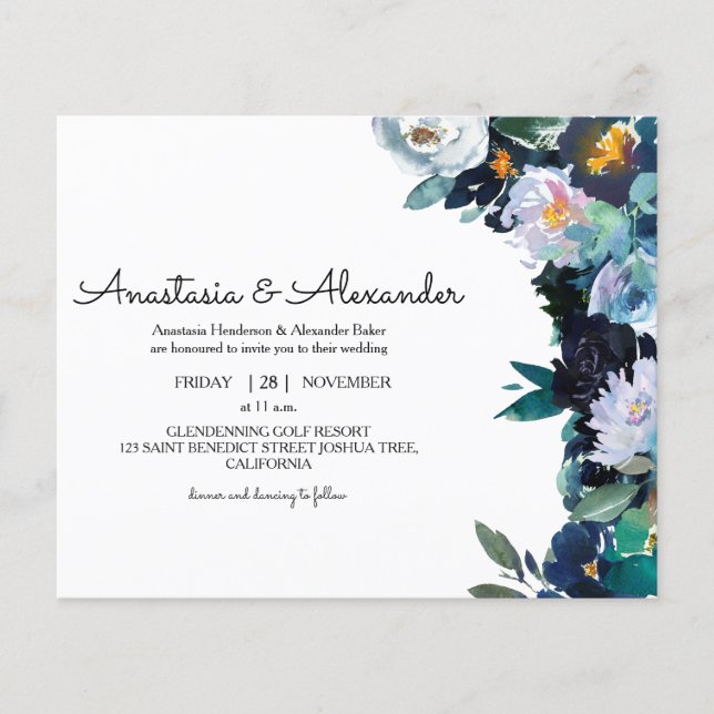 Flyer Convite orçamental para cerimônia de casamento. Fl (Frente)
