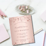 Flyer convite orçamental para estrelas rosa de festa de<br><div class="desc">Por favor, note que este convite está no papel de folheto e é muito fino. Os envelopes não estão incluídos. Para convites mais espessos (mesmo design) visite nossa loja. Um convite moderno, na moda e glamouroso para a 50ª festa de aniversário (ou qualquer idade) da mulher. Um fundo rosa dourado,...</div>