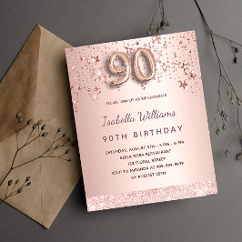 Flyer convite para 90 de aniversário de rosa de ouro est