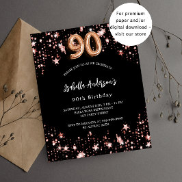 Flyer convite para 90 de aniversário de rosa de ouro pre