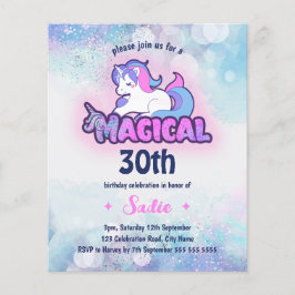 Flyer Convite para aniversário de 30 anos de Unicórnio n