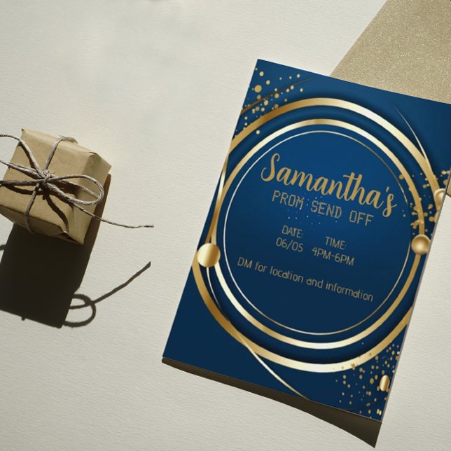 Flyer Convite para Bailes de formatura Dourados e Azul E (Criador carregado)
