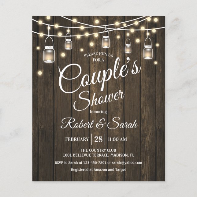 Flyer Convite para Casais Rustic Wood (Frente)