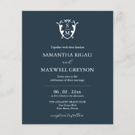 Flyer Convite para Casamento Azul do Monograma de Orçame