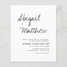 Flyer Convite para Casamento Branco Negro Simples Boho d