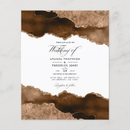 Flyer Convite para Casamento de Aquarela Agate Dourado n