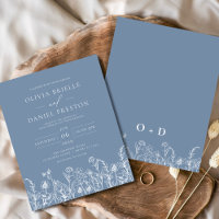 Convite para Casamento de Borracha Azul de Flor Se