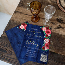 Convite para Casamento de Cores Aquáticas Burgundy