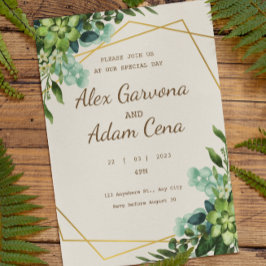 Flyer Convite Para Casamento De Cores De Água Verde E Ou