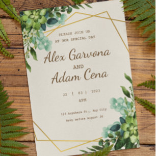 Flyer Convite Para Casamento De Cores De Água Verde E Ou