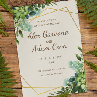 Flyer Convite Para Casamento De Cores De Água Verde E Ou