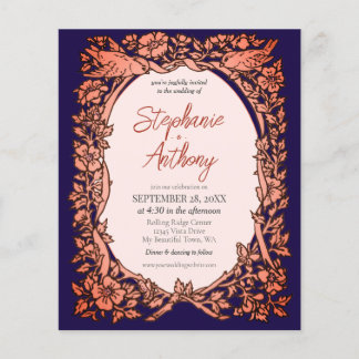 Flyer Convite para Casamento de Flor Selvagem de Cobre A