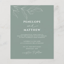 Flyer Convite para Casamento de Folhagem de Arte de Linh