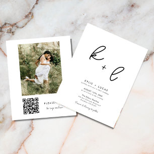 Flyer Convite para Casamento de Foto de Código Qr Modern