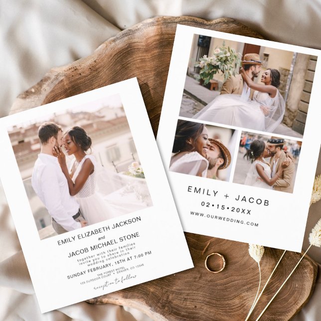 Flyer Convite para Casamento de Fotos Branco e Preto do  (Criador carregado)