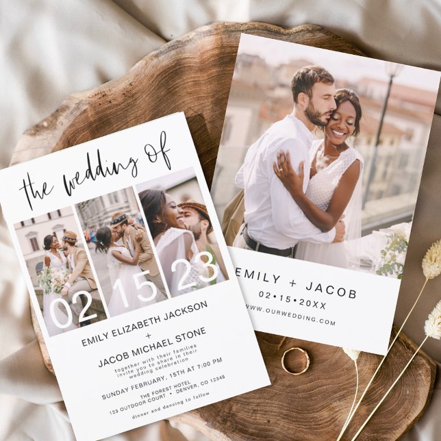 Flyer Convite para Casamento de Fotos Branco e Preto do  (Criador carregado)