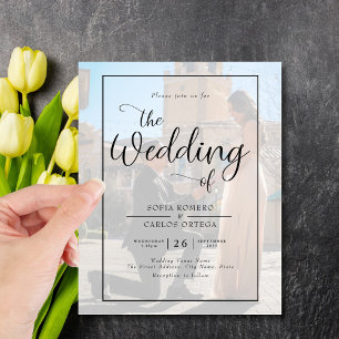 Flyer Convite para Casamento de Fotos de Script de Orçam
