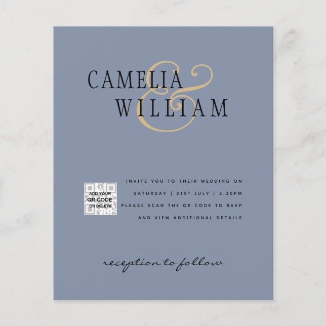 Flyer Convite para casamento de fotos QRCode RSVP Dusty  (Frente)