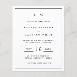 Flyer Convite para Casamento de Lauren Black and White B