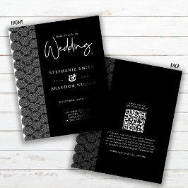 Flyer Convite para Casamento de Lugar Preto e Branco do 