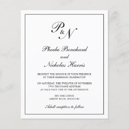 Flyer Convite para Casamento de Orçamento do Monograma T