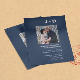 Flyer Convite para casamento de orçamento Foto azul de M