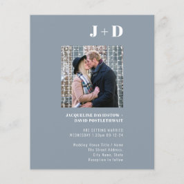 Flyer Convite para casamento de orçamento Foto azul mode
