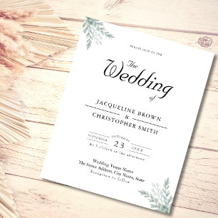 Flyer Convite para Casamento de Orçamento Verde Eucalyp