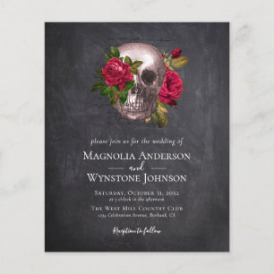 Flyer Convite para Casamento de PAPEL Rosas de crânio