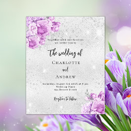 Flyer Convite para casamento de prata rosa violeta