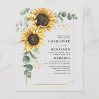Convite para Casamento de Sunflower Eucalyptus