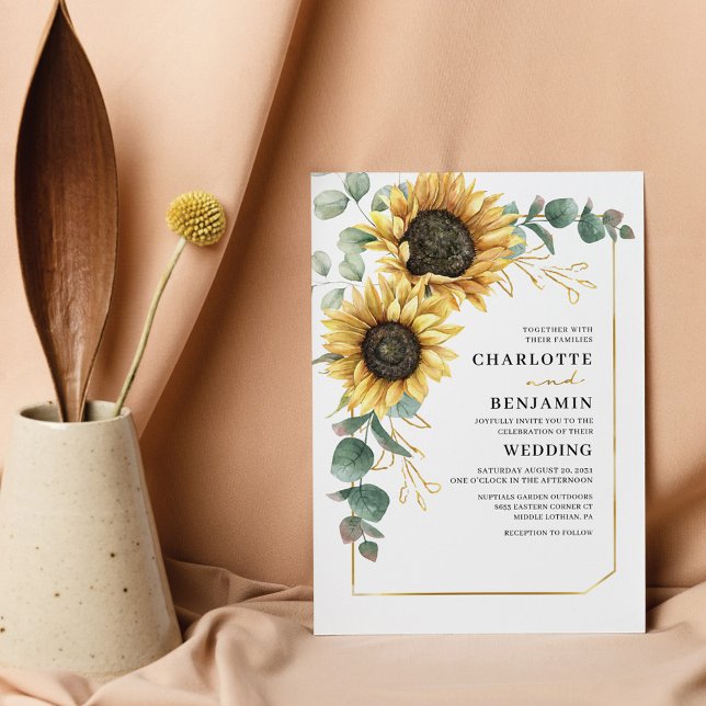 Flyer Convite para Casamento de Sunflower Eucalyptus (Criador carregado)