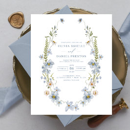 Flyer Convite para Casamento Elegante Azul Dusty