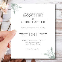 Convite para Casamento Eucalyptus Calliografia de 