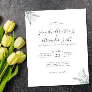 Flyer Convite para Casamento Eucalyptus Calliografia de
