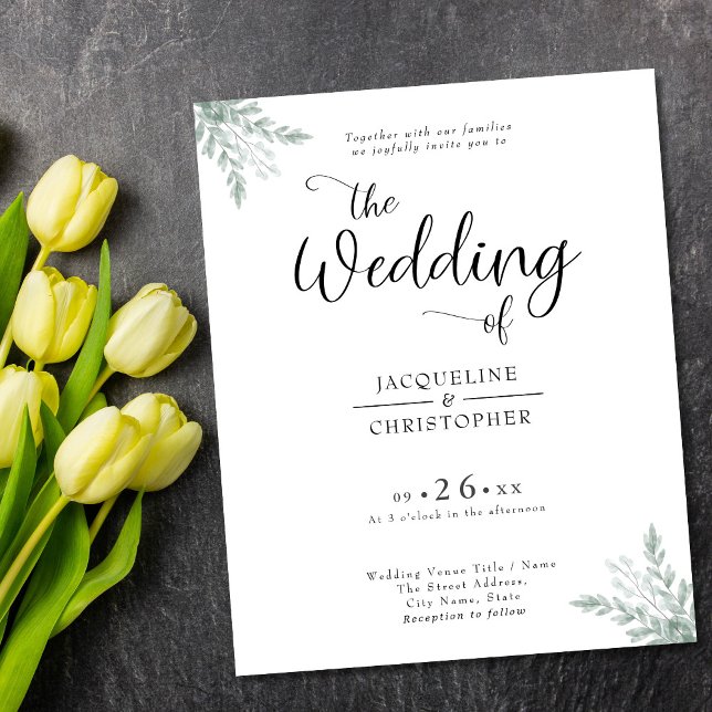 Flyer Convite para Casamento Eucalyptus Rustic de Orçame (Criador carregado)