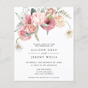 Flyer Convite para Casamento Floral de Orçamento   Anna