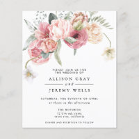 Convite para Casamento Floral de Orçamento | Annab