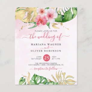 Flyer Convite para Casamento Floral Tropical de Orçamen
