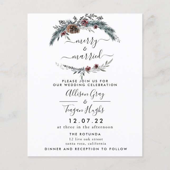 Flyer Convite para Casamento Floral Wreath | Orçamento (Frente)