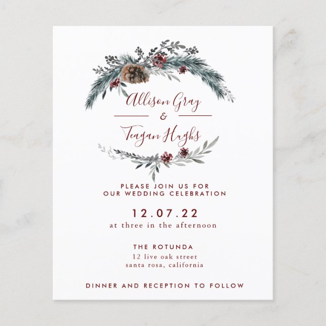 Flyer Convite para Casamento Floral Wreath | Orçamento (Frente)