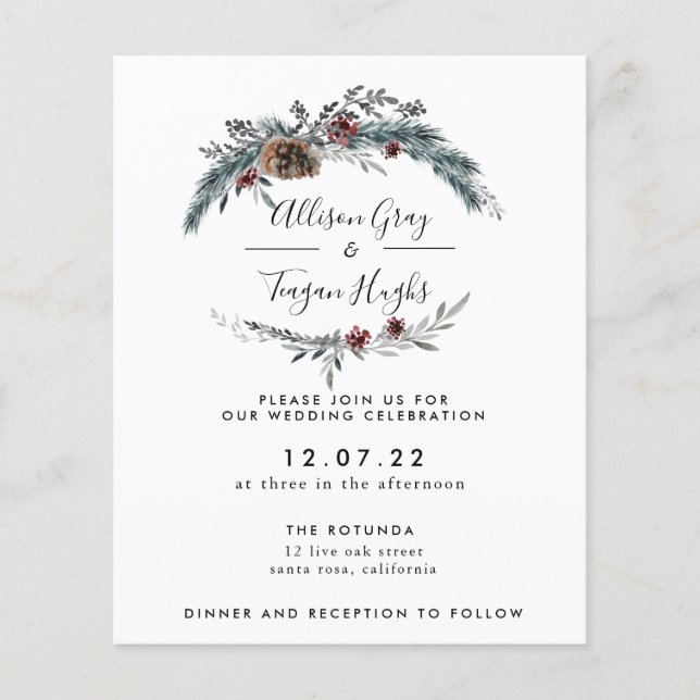 Flyer Convite para Casamento Floral Wreath | Orçamento F (Frente)