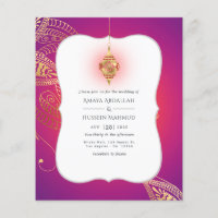 Convite para Casamento Gold Foil Arabian Bollywood