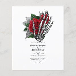 Flyer Convite para Casamento Gótico Floral Vermelho