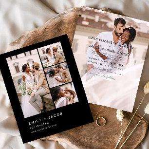 Flyer Convite para Casamento Mínimo Elegante Preto do Or