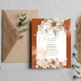 Flyer Convite para Casamento outono de Grass BOHO Pampas