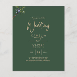 Flyer Convite para Casamento Verde de Juniper Moderno
