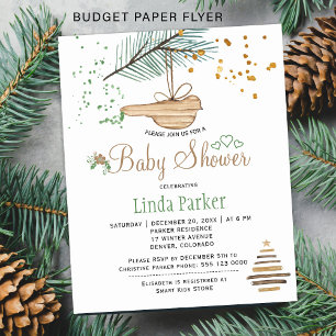 Flyer Convite para chá de bebê rústico floresta de inver