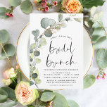 Flyer Convite para Chá de Brunt de Eucalyptus Bridal<br><div class="desc">Orçamento Eucalyptus Greenery Succulent Botanical Watercolor Spring Wedding Chá de panela - Bridal Brunch Invices em fundo branco - inclui uma bela e elegante tipografia com folhas botânicas modernas e verde para a festa especial Bride Be.</div>