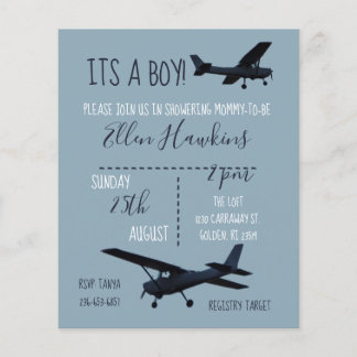 Flyer Convite para Chá de fraldas de avião